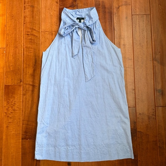 J. Crew Women's Oxfod Cotton Tie Neck Dress Size 12 Periwinkle-Blue - Picture 5 of 15